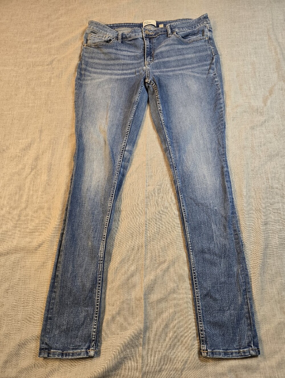 BKE Womens 34L Denim Jeans Medium Wash Stretch Skinny Straight 34x33.5
